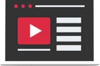a video player icon on a black background