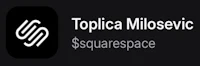the logo for topica miloevi squarespace on a black background