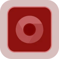 a red square icon with a circle in the middle