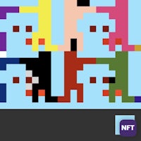 a pixelated image of a group of people in different colors