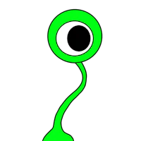 a green eye with a black background