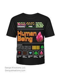 a black t - shirt that says human being