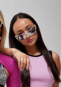 two women wearing sunglasses posing for a photo