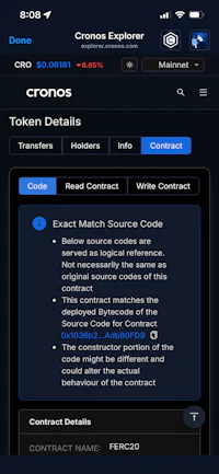 a screenshot of the cronos app on an iphone