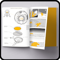 a book with an illustration of a spacecraft