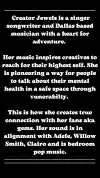 creator jewels is a singer, songwriter and heart based musician and adventurer