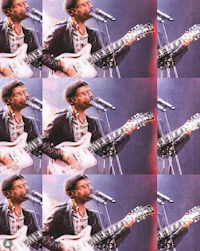 a collage of photos of a man playing an electric guitar
