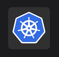 the kubernetes logo on a black background
