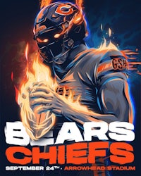 a poster for the chicago bears chiefs football team
