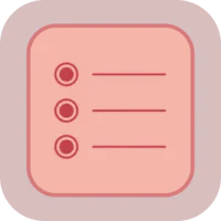 a pink square with a check mark icon