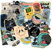 a collection of stickers with various images on them