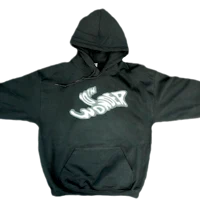 a black hoodie with an image of a zebra on it