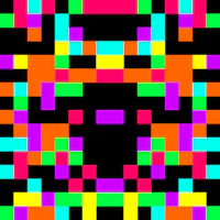a colorful pixel pattern on a black background