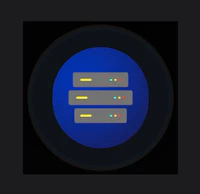 a blue circle with a server icon on it