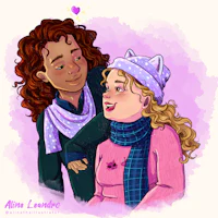 a drawing of two girls hugging each other