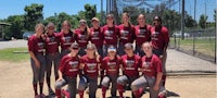 the softball team is posing for a picture