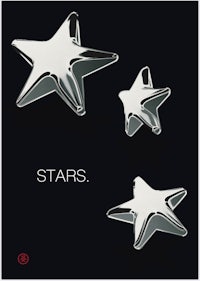 three silver stars on a black background