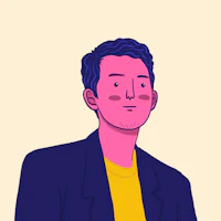 an illustration of a man in a suit and a yellow shirt