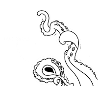 a black and white octopus sticker with the word octopus