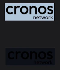 the logo for cronos network on a black background