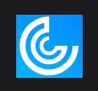 the g logo on a black background