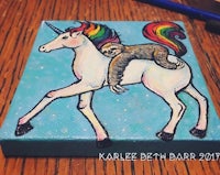 a painting of a unicorn riding a sloth