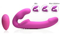 a pink sex toy with four different parts