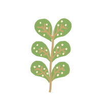 a green leaf with white dots on a black background