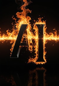 the letter a in flames on a black background