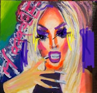 a painting of a woman with long blonde hair