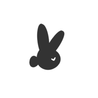 a black bunny icon on a black background