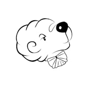 a black and white drawing of a bear with a bow tie