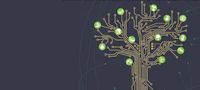 an image of a tree with green circuits on it