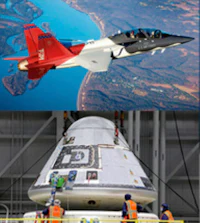 nasa's f-16 fighter jet and nasa's spacecraft