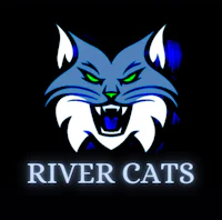 river cats logo on a black background