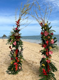 a wedding arch on the beach