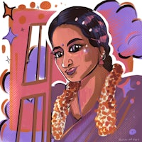 an illustration of an indian woman wearing a sari