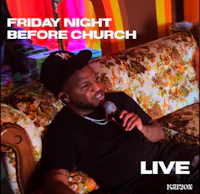 a man on a couch with the words friday night before church