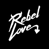 rebel love logo on a black background