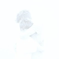 a man and woman hugging in the fog