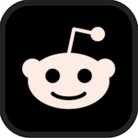 the reddit app icon with a black background