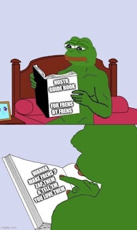a frog reading a book in bed