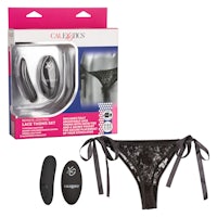 a black lingerie set with a remote control