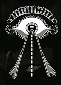 a black and white image of an all seeing eye on a black background