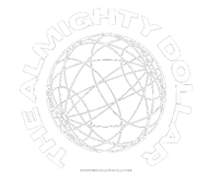 the almighty dollar logo on a black background