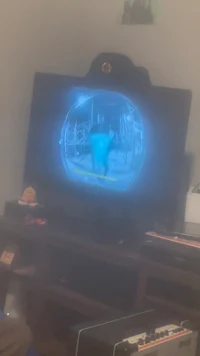 a tv with a video game on it