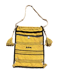 a yellow bag with tassels and tassels