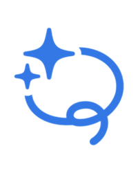 a blue logo with a star in the middle