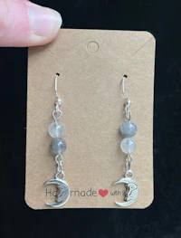 a pair of labradorite and silver dangle earrings