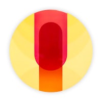 a red, yellow, and orange circle with the letter u on it